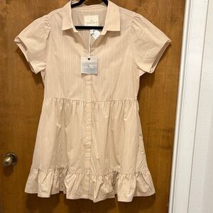 535. Le Marais Button-Front Ruffle Hem Dress